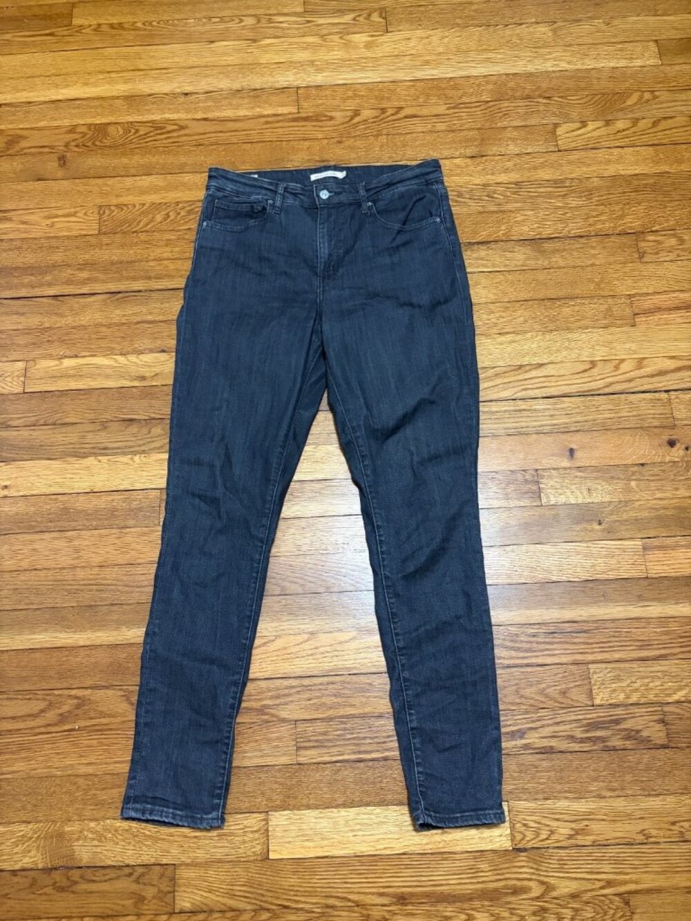 Levi's 721 High Rise Skinny Jeans Womens Size 31 Faded Black Stretch Denim